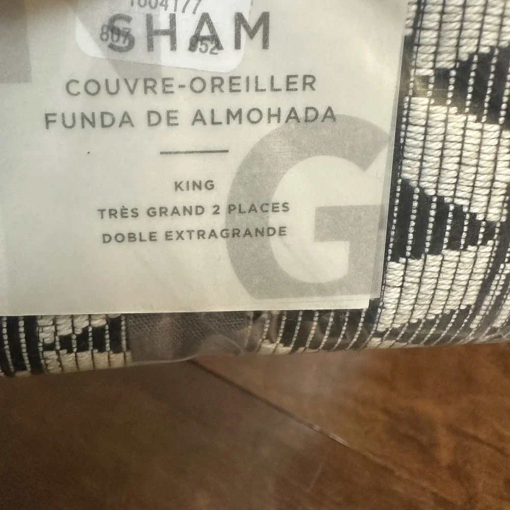 West Elm Organic Modern Geo Black White King Sham NEW